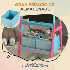 Pizarra 2 en 1 con cajas de tela Azul