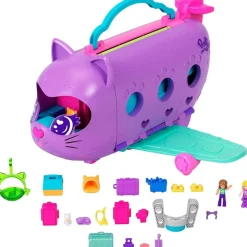 Polly Pocket - Estuche de juego muñeca avión gatito