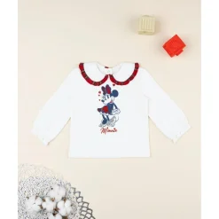 Polo de niña blanco Minnie con cuello