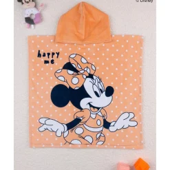 Poncho de playa naranja con capucha y estampado de Minnie
