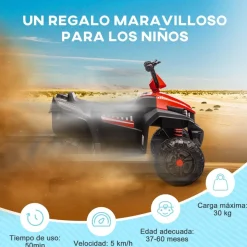 Quad eléctrico para niños Rojo y Negro