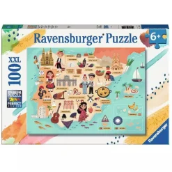 Ravensburger - Mapa de España y Portugal - Puzzle 100 piezas XXL