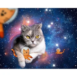 Ravensburger - Puzzle de gatos volando en el espacio, 1500 piezas ㅤ