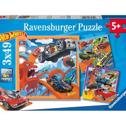 Ravensburger - Puzzle Hot Wheels, Colección de 3 puzzles de 49 piezas ㅤ