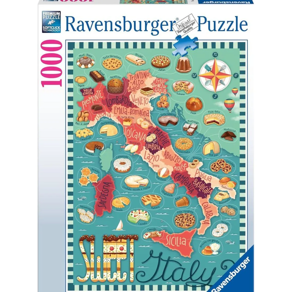Ravensburger - Puzzle mapa de Italia dulce 1000 piezas ㅤ