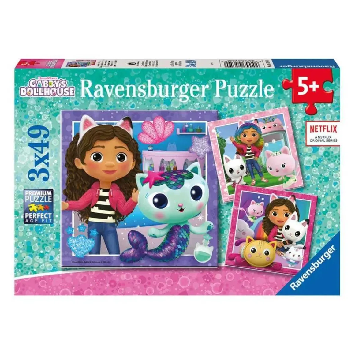 Ravensburger - Puzzle 3x49 piezas Gabby's Dollhouse, colección multicolor ㅤ