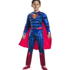 Rubie's - Superman - Disfraz Superman Black Line Deluxe para niños con capa y jumpsuit musculoso ㅤ