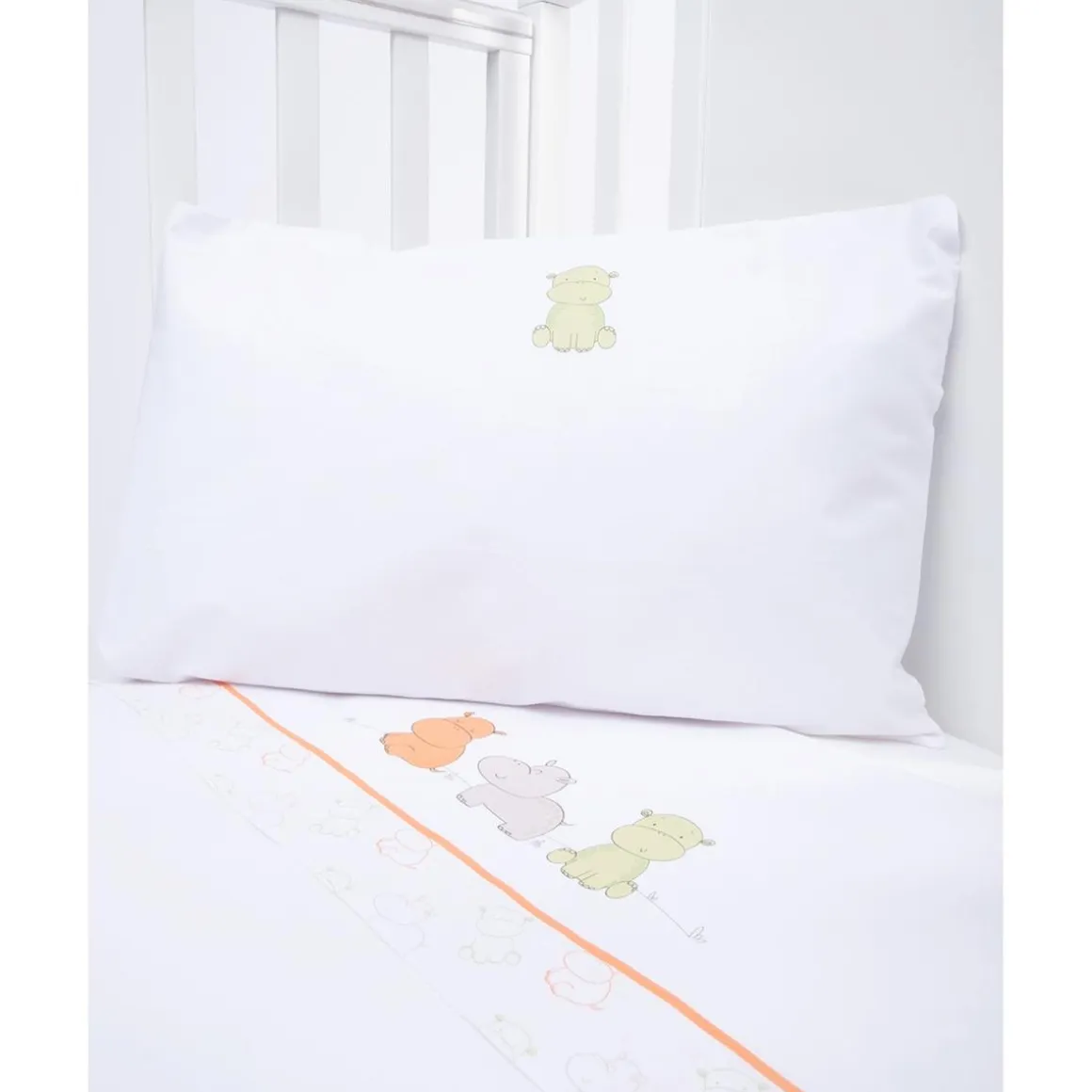 Set de 3 piezas de sábanas con estampado de hipopótamos