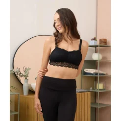 Sostén de lactancia de encaje negro