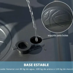 Sportnow - Canasta de baloncesto altura ajustable de 260-305 cm Blanco