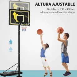 Sportnow - Canasta de baloncesto altura ajustable de 260-305 cm Negro