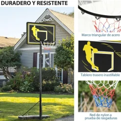 Sportnow - Canasta de baloncesto altura ajustable de 260-305 cm Negro