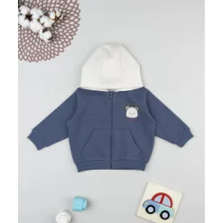 Sudadera azul con capucha y estampado para niño
