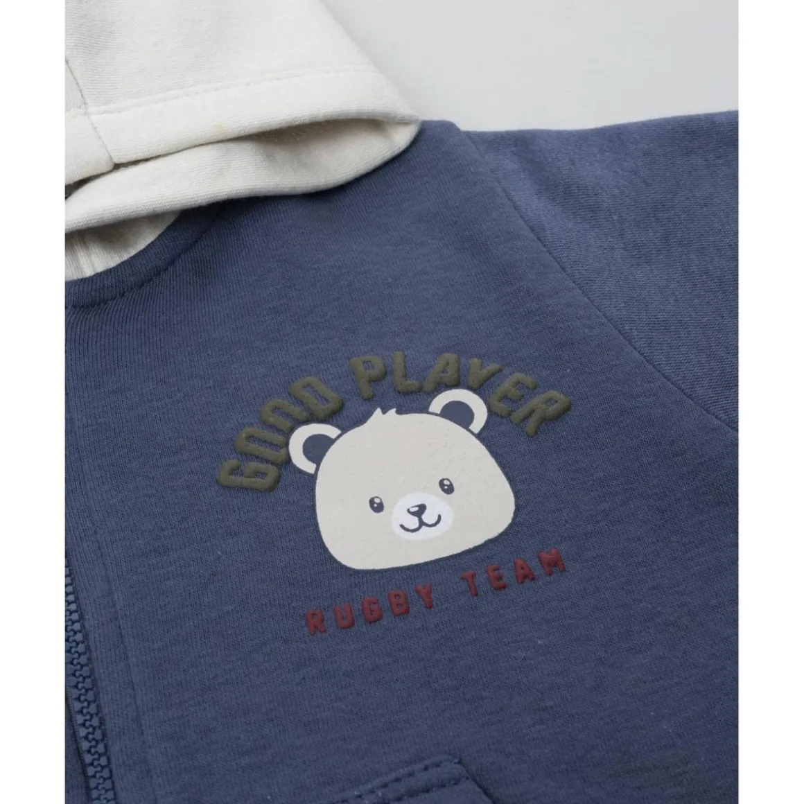 Sudadera azul con capucha y estampado para niño
