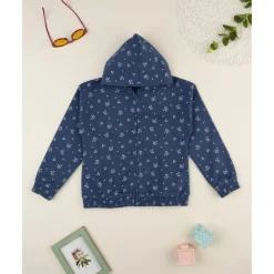 Sudadera azul con flores allover para niña