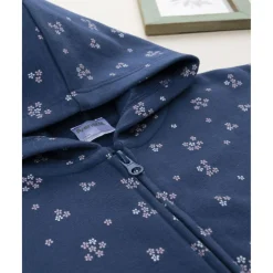 Sudadera azul con flores allover para niña