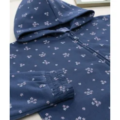 Sudadera azul con flores allover para niña