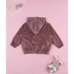 Sudadera de niña en terciopelo rosa