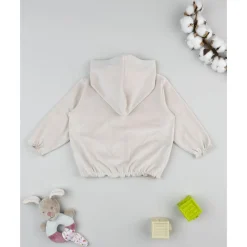 Sudadera de niña en terciopelo beige