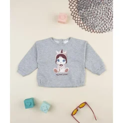 Sudadera de niña gris con estampado