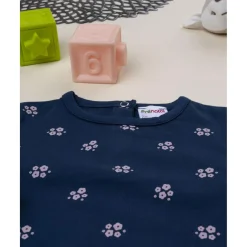Sudadera niña azul con flores rosas