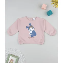 Sudadera niña rosa con estampado