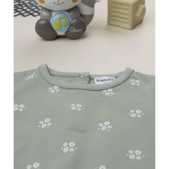 Sudadera niña verde con flores blancas