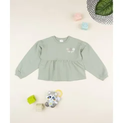 Sudadera niña verde con margaritas