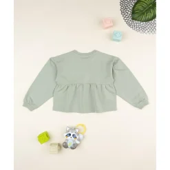 Sudadera niña verde con margaritas