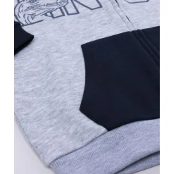 Sudadera niño gris/azul “Dinos” con capucha
