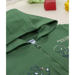 Sudadera niño verde dinosaurios con capucha