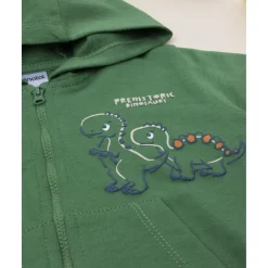 Sudadera niño verde dinosaurios con capucha