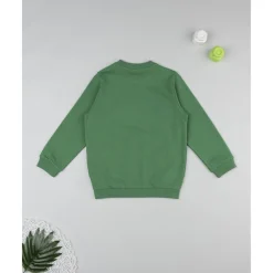 Sudadera niño verde estampado relieve