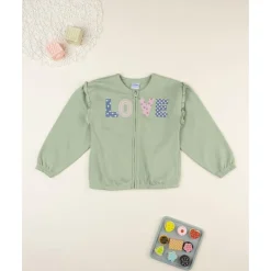 Sudadera verde “Love” para niña