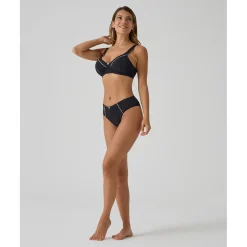 Sujetador de lactancia negro con vivos blancos