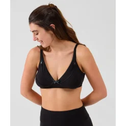 Sujetador de Lactancia Negro con Lazo Decorativo