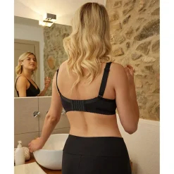 Sujetador de lactancia negro con estampado de lunares