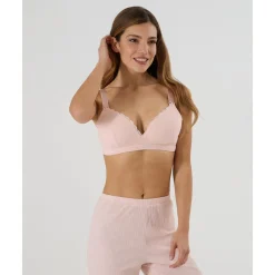 Sujetador de lactancia rosa con encaje