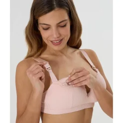 Sujetador de lactancia rosa con encaje