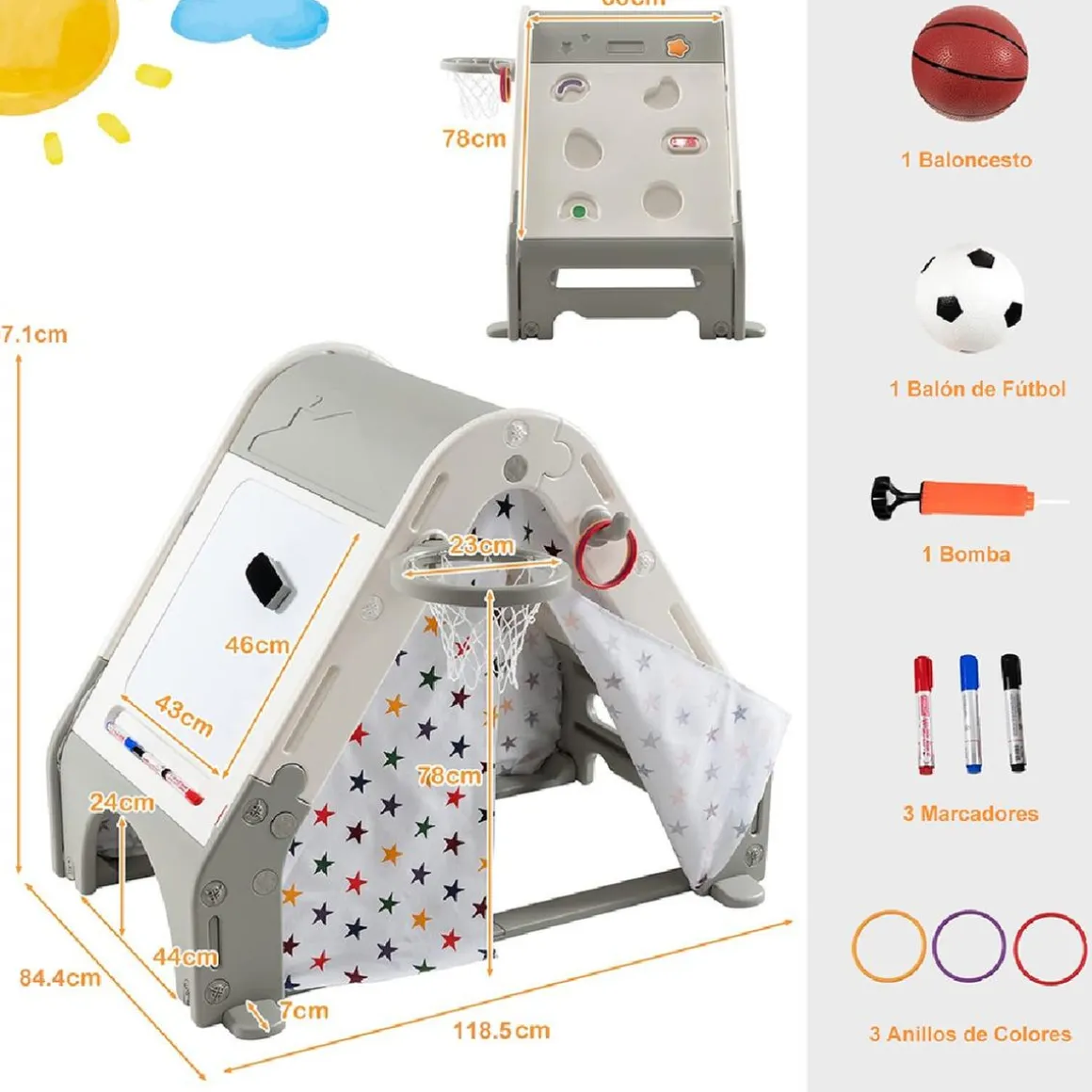 Tienda de campaña con actividades