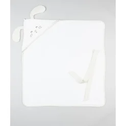 Toalla cuadrada blanca con conejito