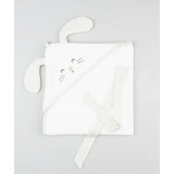 Toalla cuadrada blanca con conejito