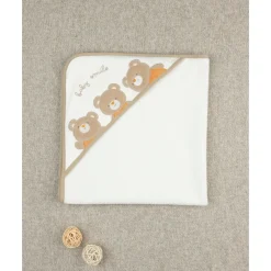 Toalla cuadrada de bebé con estampado de ositos