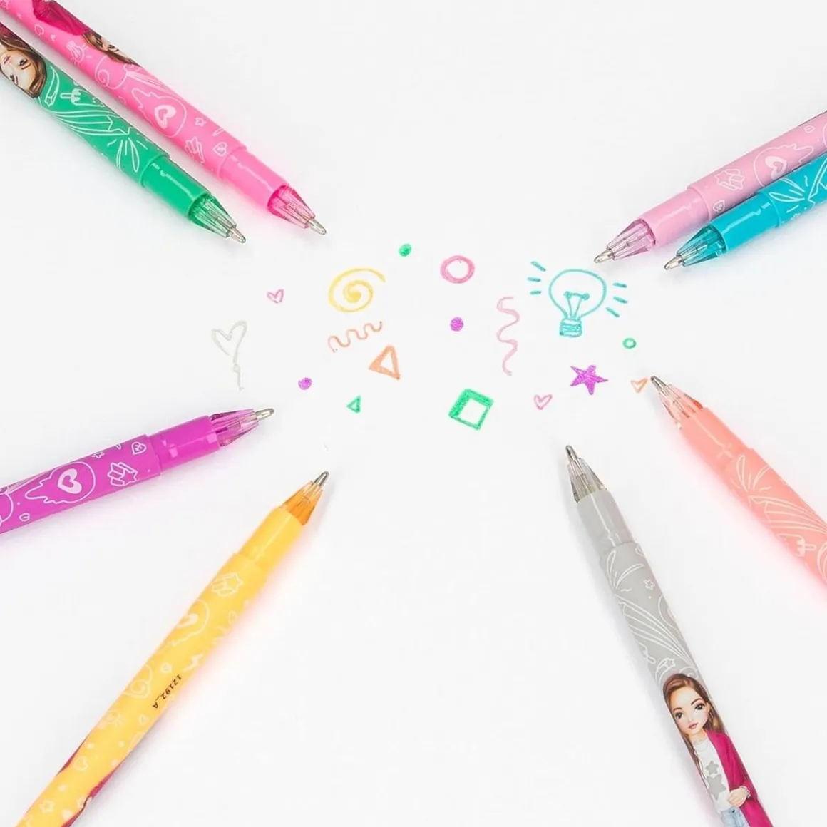 Top Model - 8 bolígrafos de gel Glitter Arcoiris