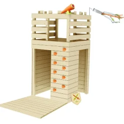 Torre infantil de madera con rocódromo