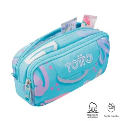 Totto - Estuche escolar dos compartimentos corazones pintados Sobre