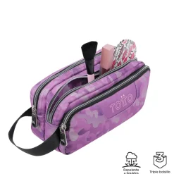 Totto - Estuche escolar tres compartimentos camuflaje rosa Agapec