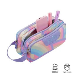 Totto - Estuche escolar tres compartimentos arcoíris Agapec
