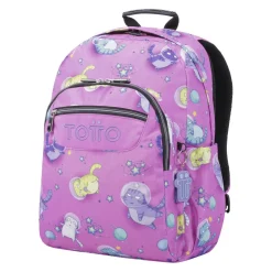 Totto - Mochila escolar adaptable a carro gatos astronautas Acuareles