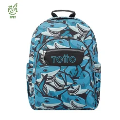 Totto - Mochila escolar adaptable a carro tiburones Acuareles